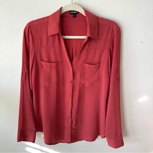 Express Women's Coral Button-Down Shirt